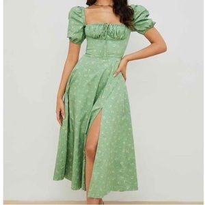 House of CB 'Tallulah' Olive Floral Puff Sleeve